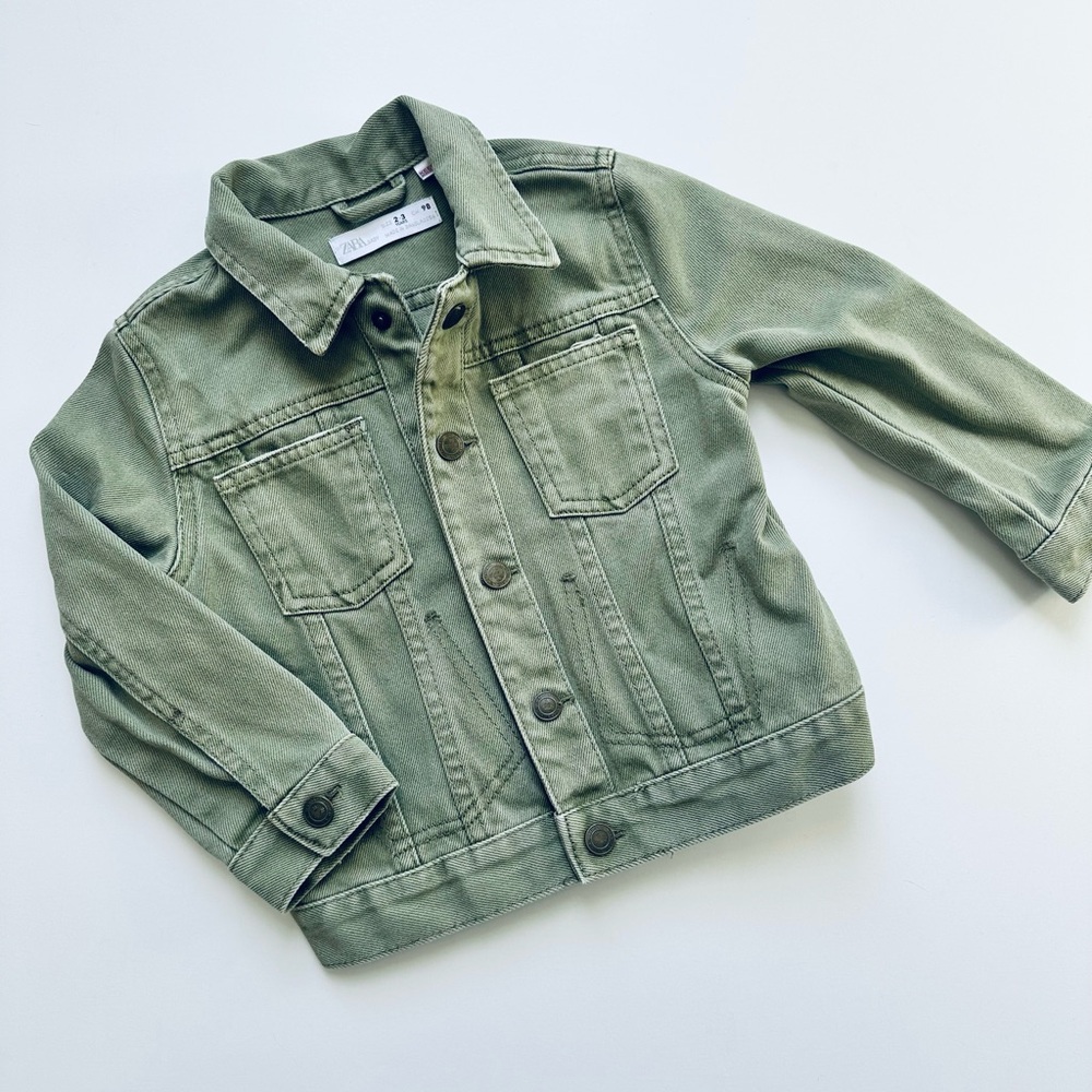 Zara Kids Green Denim Jacket